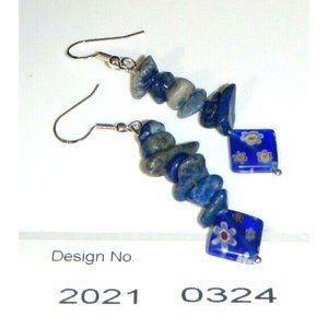 LAPIS LAZUL Gemstone Earring stones of  Wisdom, Protects Truth,Stone,#20210324